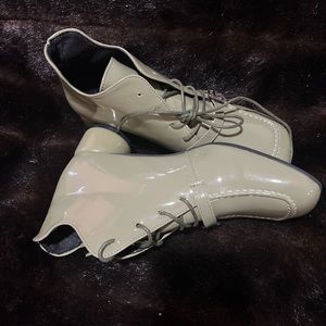 G green patent leather like boots